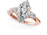 Rose gold Three-Stone Marquise Cut Brilliant Diamond Solitaire Ring with Tapered Band and Four-Prong Setting_4