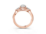 Rose gold Three-Stone Marquise Cut Brilliant Diamond Solitaire Ring with Tapered Band and Four-Prong Setting_6