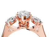 Rose gold Three-Stone Marquise Cut Brilliant Diamond Trellis Ring with Comfort Fit Band_7