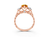 Rose gold Three-Stone Marquise Cut Citrine Braided Band Ring with Four-Prong Setting_15