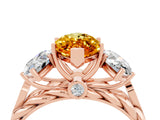 Rose gold Three-Stone Marquise Cut Citrine Braided Band Ring with Four-Prong Setting_16