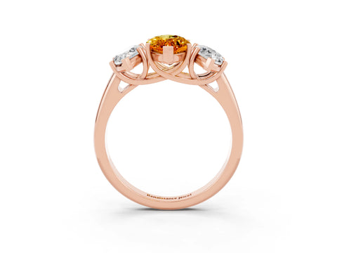 Rose gold Three-Stone Marquise Cut Citrine Engagement Ring with Prong Setting_3