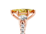Rose gold Three-Stone Marquise Cut Citrine Pavé Band with Four-Prong Setting_5