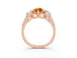 Rose gold Three-Stone Marquise Cut Citrine Ring with Pavé Band and Prong Setting_15