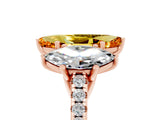 Rose gold Three-Stone Marquise Cut Citrine Ring with Pavé Band and Prong Setting_17