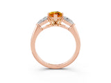 Rose gold Three-Stone Marquise Cut Citrine Ring with Pear Side Stones and Four-Prong Setting_3