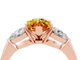 Rose gold Three-Stone Marquise Cut Citrine Ring with Pear Side Stones and Four-Prong Setting_4