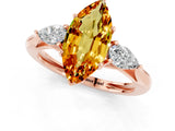 Rose gold Three-Stone Marquise Cut Citrine Ring with Pear  Side Stones in Four-Prong Setting_13