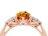 Rose gold Three-Stone Marquise Cut Citrine Ring with Pear  Side Stones in Four-Prong Setting_16