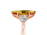 Rose gold Three-Stone Marquise Cut Citrine Ring with Pear  Side Stones in Four-Prong Setting_17