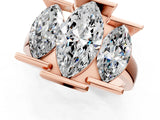 Rose gold Three Stone Marquise Cut Cut Channel Set Diamond Ring_4