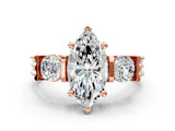 Rose gold Three-Stone Marquise Cut Cut Classic Band Prong Setting Ring_7