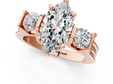 Rose gold Three-Stone Marquise Cut Cut Classic Band Prong Setting Ring_8