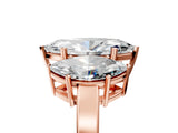 Rose gold Three-Stone Marquise Cut Cut Diamond Engagement Ring with Flat Band and Four-Prong Setting_8