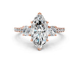 Rose gold Three-Stone Marquise Cut Cut Diamond Pavé Band with Prong Setting_15