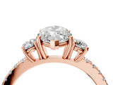 Rose gold Three-Stone Marquise Cut Cut Diamond Pavé Band with Prong Setting_19