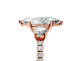 Rose gold Three-Stone Marquise Cut Cut Diamond Pavé Band with Prong Setting_20