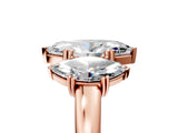 Rose gold Three-Stone Marquise Cut Cut Diamond Ring with Channel Set Band and Four-Prong Setting_36