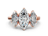 Rose gold Three-Stone Marquise Cut Cut Diamond Ring with Channel Set Band and Four-Prong Setting_7