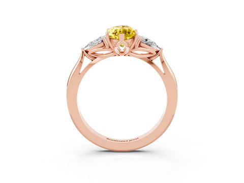 Rose gold Three-Stone Marquise Cut Cut Diamond Ring with Pear Side Stones in Four-Prong Setting_3
