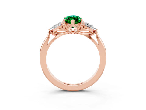 Rose gold Three-Stone Marquise Cut Cut Diamond Ring with Pear Side Stones in Four-Prong Setting_3