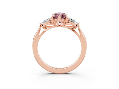 Rose gold Three-Stone Marquise Cut Cut Diamond Ring with Pear Side Stones in Four-Prong Setting_3