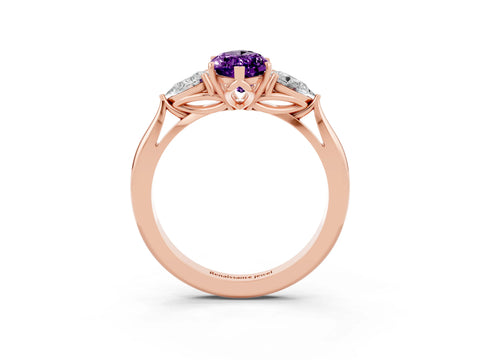 Rose gold Three-Stone Marquise Cut Cut Diamond Ring with Pear Side Stones in Four-Prong Setting_3
