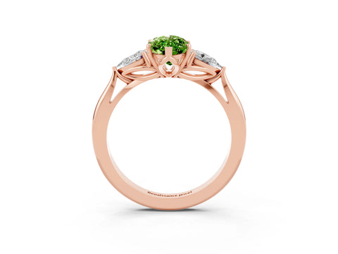 Rose gold Three-Stone Marquise Cut Cut Diamond Ring with Pear Side Stones in Four-Prong Setting_3