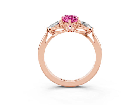 Rose gold Three-Stone Marquise Cut Cut Diamond Ring with Pear Side Stones in Four-Prong Setting_3
