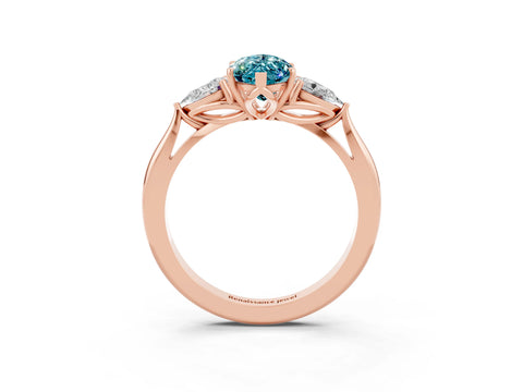 Rose gold Three-Stone Marquise Cut Cut Diamond Ring with Pear Side Stones in Four-Prong Setting_3