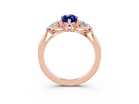 Rose gold Three-Stone Marquise Cut Cut Diamond Ring with Pear Side Stones in Four-Prong Setting_3