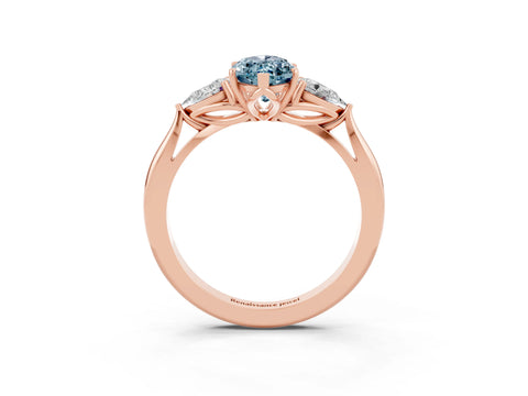 Rose gold Three-Stone Marquise Cut Cut Diamond Ring with Pear Side Stones in Four-Prong Setting_3