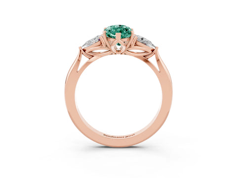 Rose gold Three-Stone Marquise Cut Cut Diamond Ring with Pear Side Stones in Four-Prong Setting_3