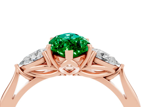 Rose gold Three-Stone Marquise Cut Cut Diamond Ring with Pear Side Stones in Four-Prong Setting_4