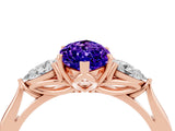 Rose gold Three-Stone Marquise Cut Cut Diamond Ring with Pear Side Stones in Four-Prong Setting_4