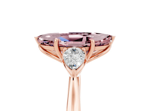Rose gold Three-Stone Marquise Cut Cut Diamond Ring with Pear Side Stones in Four-Prong Setting_5