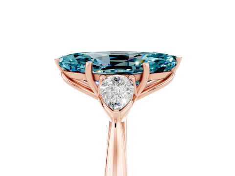 Rose gold Three-Stone Marquise Cut Cut Diamond Ring with Pear Side Stones in Four-Prong Setting_5