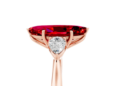 Rose gold Three-Stone Marquise Cut Cut Diamond Ring with Pear Side Stones in Four-Prong Setting_5