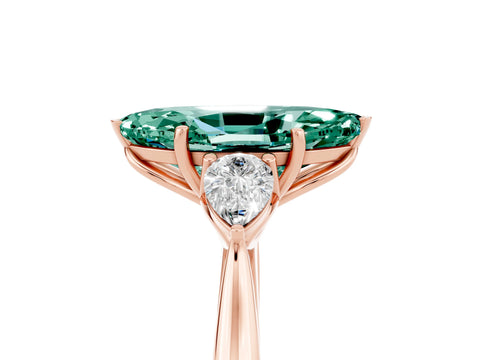 Rose gold Three-Stone Marquise Cut Cut Diamond Ring with Pear Side Stones in Four-Prong Setting_5
