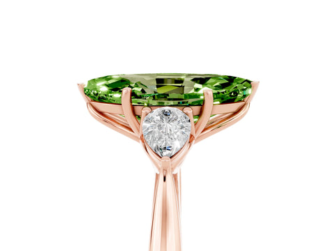 Rose gold Three-Stone Marquise Cut Cut Diamond Ring with Pear Side Stones in Four-Prong Setting_5