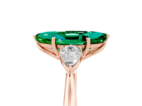 Rose gold Three-Stone Marquise Cut Cut Diamond Ring with Pear Side Stones in Four-Prong Setting_5