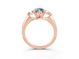 Rose gold Three-Stone Marquise Cut Cut Diamond Ring with Trillion Side Stones and Four-Prong Setting_14
