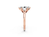 Rose gold Three-Stone Marquise Cut Cut Diamond Ring with Trillion Side Stones and Four-Prong Setting_2