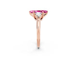 Rose gold Three-Stone Marquise Cut Cut Diamond Ring with Trillion Side Stones and Four-Prong Setting_2