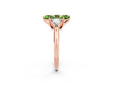 Rose gold Three-Stone Marquise Cut Cut Diamond Ring with Trillion Side Stones and Four-Prong Setting_2