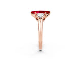 Rose gold Three-Stone Marquise Cut Cut Diamond Ring with Trillion Side Stones and Four-Prong Setting_2