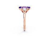 Rose gold Three-Stone Marquise Cut Cut Diamond Ring with Trillion Side Stones and Four-Prong Setting_2