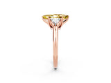 Rose gold Three-Stone Marquise Cut Cut Diamond Ring with Trillion Side Stones and Four-Prong Setting_2