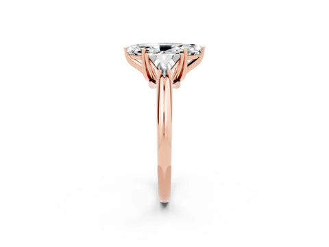 Rose gold Three-Stone Marquise Cut Cut Diamond Ring with Trillion Side Stones and Four-Prong Setting_2
