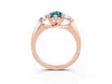 Rose gold Three-Stone Marquise Cut Cut Diamond Ring with Trillion Side Stones and Four-Prong Setting_3